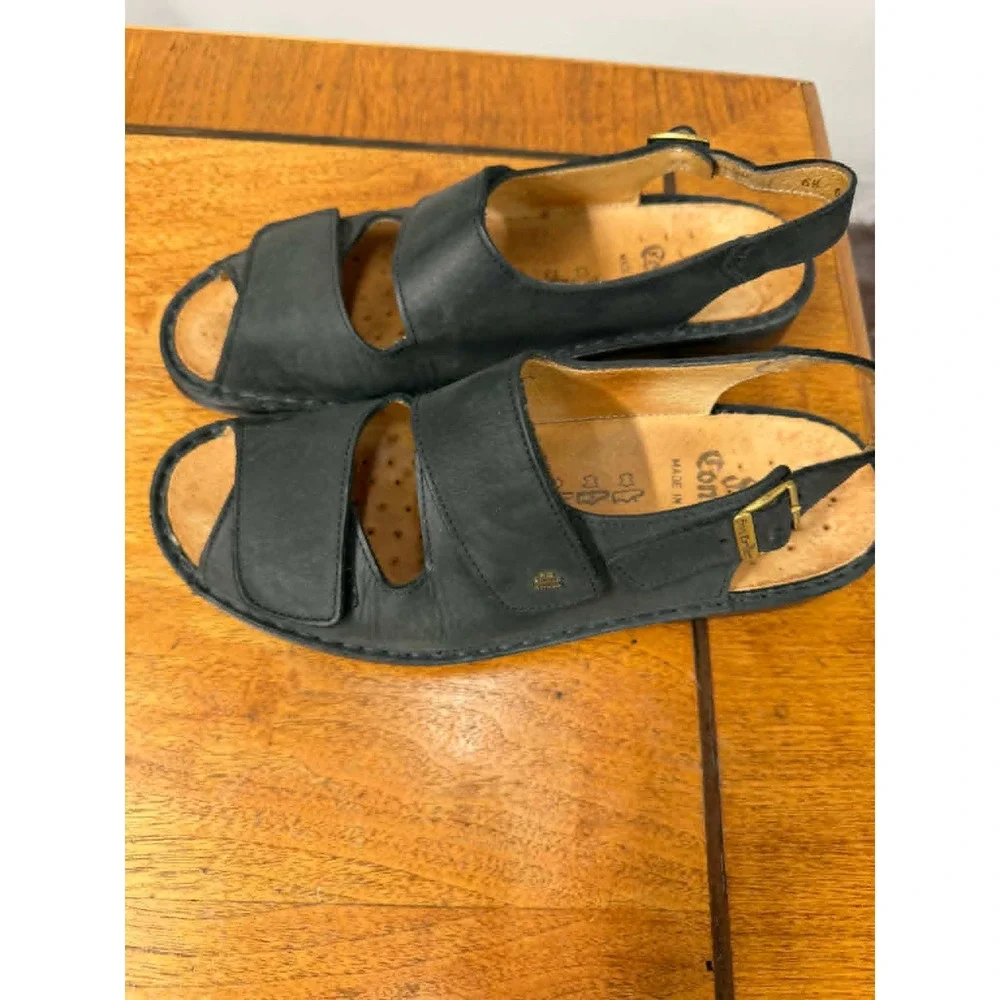 Finn Comfort Women's 6.5 UK 9 US Black Leather Slingback Sandals Made in Germany